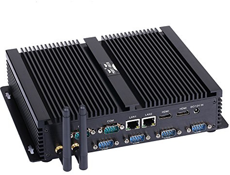 Partaker Fanless Industrial PC, Mini Computer, Mini PC, Intel Core I7 4500U, 2 x HDMI, 2 x LAN, 6 x COM RS232, 4 x USB3.0, 4 x USB2.0, Barebone, NO RAM, NO Storage, NO System