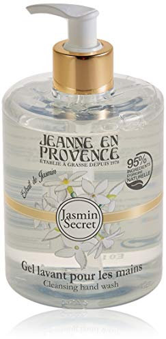 JEANNE EN PROVENCE - Gel Lavant pour les Mains - Parfum Jasmin Secret - Flacon Pompe 500 ml - 95% d'Ingrédients d'Origine Naturelle - Fabriqué en France à Grasse