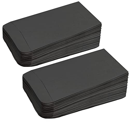100 st Små svarta kuvert, minifrökuvert Fröpaket Kraftpappersmyntkuvert Penningkuvert för löner, frön, mynt, pärlor eller frimärken (10x6cm/3,9x2,4tum)