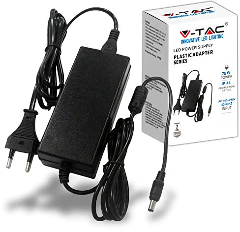 V-TAC Alimentatore 12V 78W 6,5A con Jack 2.1 per Telecamere, Strisce LED, Modem - Trasformatore 12V Plug&Play con Spina Corrente Casa per Schermi, Apparecchiature Elettroniche - Input AC 100-240V