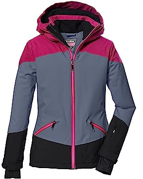 killtec Mädchen Skijacke wasserdicht/Funktionsjacke mit Kapuze und Schneefang KSW 151 GRLS SKI JCKT, blaugrau, 140, 41187-000