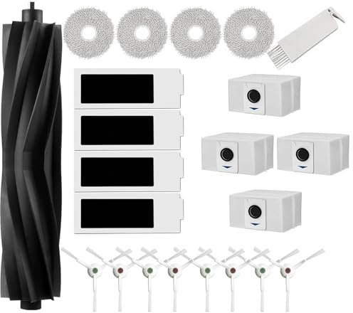 JoyBros Zubehör Kompatibel mit Ecovacs Deebot T20 Omni,T20e Omni,1 Gummi Hauptbürste 4 Filter HEPA 4 Wischtücher 8 Seitenbürsten 4 Staubbeutel