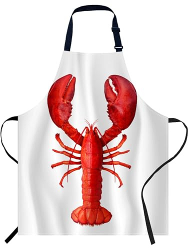 Smooffly Lobster Apron Unisex Adjustable Bib Apron Cooking Kitchen Chef Women Men Aprons for Home Kitchen, Restaurant,Coffee House,Shop,Garden