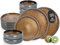 Moritz & Moritz SOLID 12-tlg Steinzeug Geschirr Set 4 Personen - Geschirrset 4 Personen aus je 4 Dinner Teller, Kleine Teller, Große Schalen
