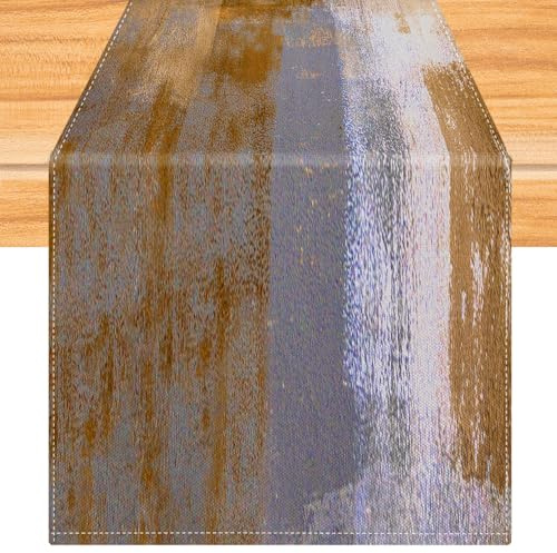 Camino de Mesa Marrón 40 x 140 cm Caminos de Mesa Pintura de Arte Moderno Camino de Mesa Corto Decoración de Mesa Lavable para Fiestas de Navidad Bodas Vacaciones Decoración de Dumpleaños