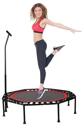 MAGIC SELECT Elastisches Trampolin.Fitnesstrampolin zum Springen mit Ø90cm und Geräuschlos.Achteckig für Erwachsene, Kinder. Innen- und Außenbereich mit verstellbaren Schaumstoffarmlehnen.Rot