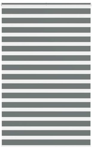 vidaXL Zebrarollo Dunkelgrau 145x200 cm Stoffbreite 140,9 cm Polyester, Zebra-Rollo, Doppelrollo, Zebra-Jalousie für Fenster, Doppelrollo, Zebra-Rollo