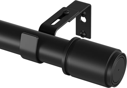2 bastoni per tenda neri da 79-240 cm, aste estensibili per tende con occhielli, 25 mm, asta per tenda in metallo regolabile, con staffe e set di accessori