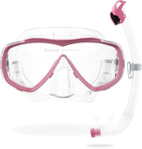 Cressi Estrella + Seal Dry Combo Clear/Pink - Kombi Set für Erwachsene mit Estrella Maske und innovativem Seal Dry Schnorchel, perfekt zum Schnorcheln, Transparent/Rosa, Einheitsgröße