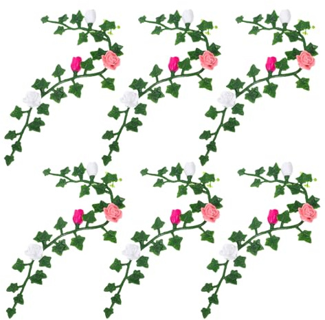 MOLUCKFU Lot de 6 Guirlandes de Fleurs Miniatures pour Maison de Poupée Plantes Artificielles Grimpantes Décoratives Mini Compositions pour Jardin Miniature et Diorama