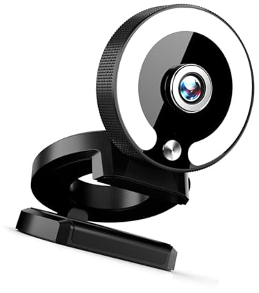 Rebellious 4K Streaming Webcam con enfoque automático Anillos ajustables incorporados Micrófonos ligeros Cancelación de ruido Rotación de 360 grados para transmisión en vivo Videoconferencia Streaming