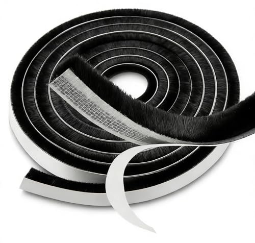Ezitruz 9 M Burletes Para Ventanas Correderas Negro Junta de Cepillo Autoadhesiva 9 mm(W) x9 mm(D) Burlete Cepillo Anti Frío para Ventanas Puertas Armarios y Puertas Correderas