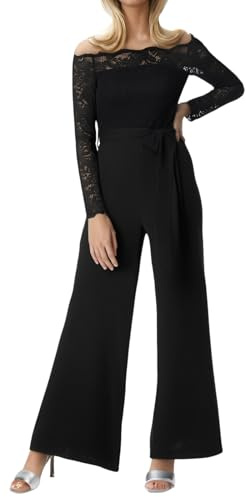 Generico Tuta da donna profonda scollo a V tuta lunga manica a sbuffo gamba larga playsuit elegante casual ufficio pantaloni tute