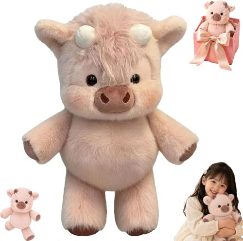 eleqwywdyq Running Peluche, Peluche Mucca, Peluche Che Corre, 45cm, Simpatici Peluche Perfetti Per Alleviare lo Stress e Decorare la Casa (rosa)