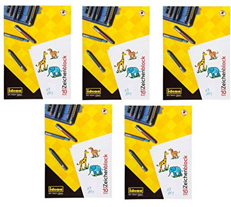 Zeichenkarton, DIN A3, 10 Blatt, 190g/m², holzfrei weiß (5 Blöcke)