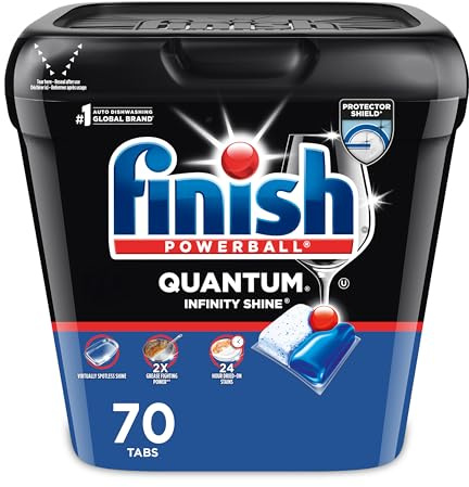 Finish Quantum Dishwasher Pods, No Pre-Rinse Dishwasher Detergent Soap Removes 24HR Dried-On Stain and Grease, Leaving a Virtually Spotless Shine, Unscented, 70 Count