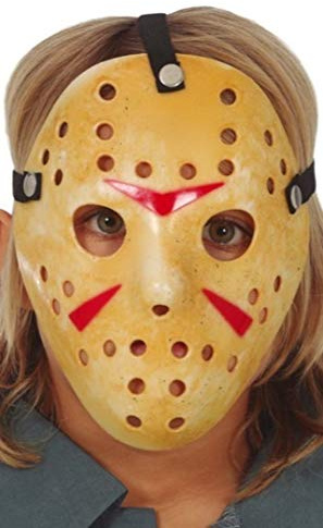 FIESTAS GUIRCA | Kinder-Hockeymaske aus PVC (Einheitsgröße) – Kostümzubehör für Halloween und Sportpartys – Ideal für Kinder – Inspiriert von Horrorfilmen und Sport – Beige