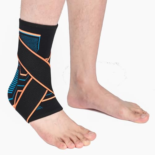 VITTO Fotledsstöd - Ankelstöd för stukad fotled, artrit, ledsmärta, stammar, skador, Ankelförbandage för plantar fasciit, unisex stöd för kvinnor & män, Svart, med remmar, XL