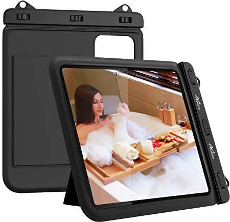 MoKo wasserdichte Tablet Tasche mit Abnehmbar Band Klappbar Ständer, Kompatibel mit bis zu 12 Geräten, iPad 9/Pro 11/iPad 10,2, iPad Air 5/4 10,9, Galaxy Tab S6/S7/Tab A 10,1/Tab S 10,5, Schwarz