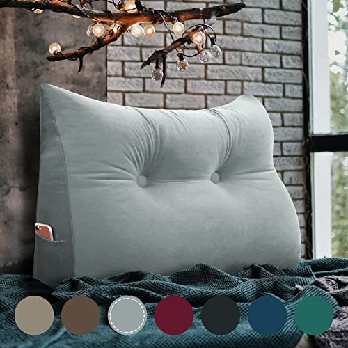 Rucener Cojín Compensado Triangular Cojín Respaldo Sofá Almohada de Lectura Cojín Grande de Sofá Cojín de Cabecero Tiene Una Variedad de Usos Gris 80CM