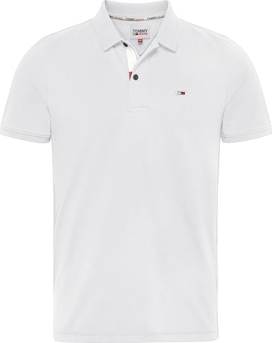 Tommy Jeans Tjm Slim Placket Polo Dm0dm15370, Polo a maniche corte Uomo, Bianco (White), M