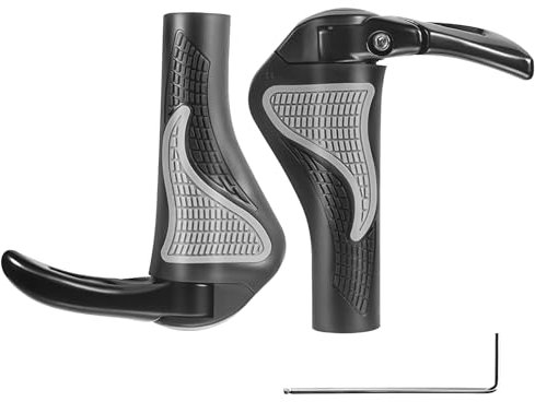 PRUNUS 02 Fahrradgriffe Ergonomisch, Griffe Fahrradlenker Hörner, Fahrradgriffe 22mm mit Aluminium Lock-On-Design, Rutschfester Fahrrad Griffe/Lenkergriffe für MTB,Cityrad,Faltrad u.s.w.