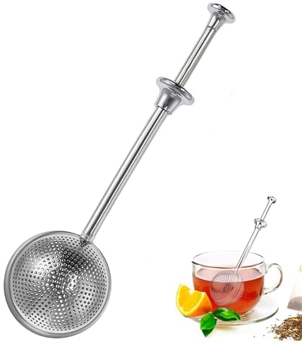 Uovo da tè in acciaio inox con manico lungo, uovo da tè per tè sciolto, diffusore di intervalli a maglia fine, facile da usare con una sola mano, qualità alimentare 304 colini per tè sciolti