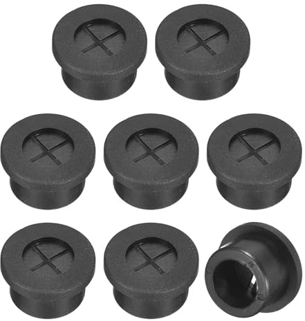 QUARKZMAN 8 st kabelgenomföring för sladd, 16 mm flexibel gummi kontor kabelkanal hålskydd för kontorsdator kabelorganisatör, svart