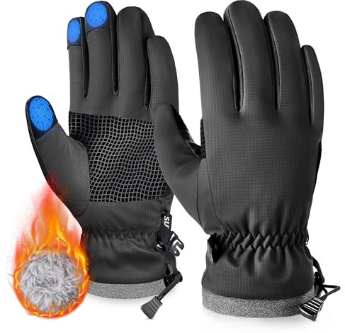 Sukeen Windproof Kids Winter Gloves, Soft Warm Touchscreen Anti-Slip Boys Winter Gloves for Kids Boys Girls Youth Snow Ski Running Cycling Outdoor, Black, S