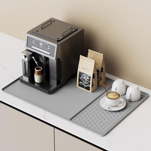 Silicone Coffee Mat Tappetino in Silicone per Caffè, Tappetino per Bar Caffè con Tappetino di Asciugatura Stoviglie Rimovibile per Piani di Lavoro Cucina, Accessori per Bar Adatti