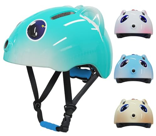 Shinmax Casque de vélo pour enfant - Casque de vélo enfant pour filles et garçons - Ajustement profond et espace pour une tresse, casque réglable pour vélo, skateboard, scooter, patinage (bleu mer, à