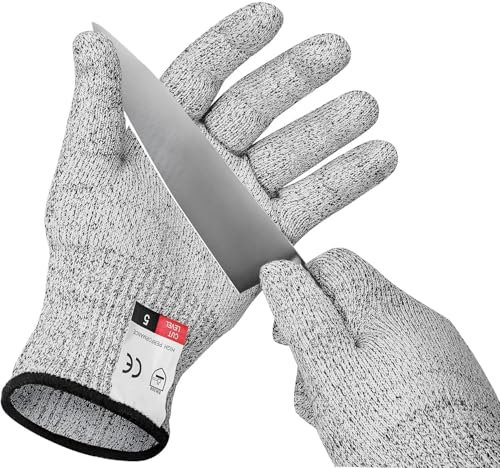 Guanti Anti Taglio - Guanti Antitaglio Cucina, Guanti da Lavoro Antitaglio Livello 5, Guanti Anti Taglio per Alimenti, Guanti Resistenti al Taglio per Sbucciare Ostrici, Intaglio di Legno (L)