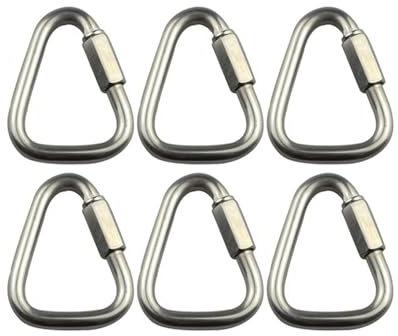 LZZYFPX 10 Pezzi in Acciaio Inox a Maglie Rapide moschettone Clip di bloccaggio con Dado a Vite Gancio a Catena Triangolare for rimorchio, Altalena, amache, Cavo(M6)