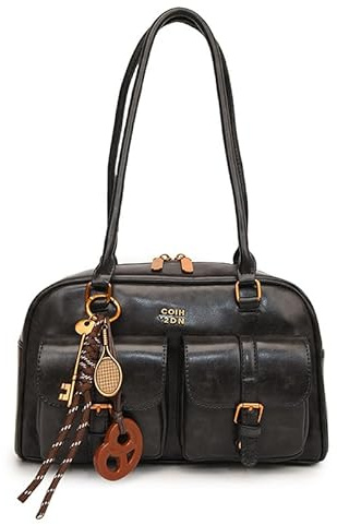 GSenhui Boston Sac de transport Femmes Vintage Sac à bandoulière Petit Sac à main avec Plusieurs Poches, Double Poche Sac à épaule Nœud Sac Tote Sacs à main pour Voyage Travail, Noir , De taille