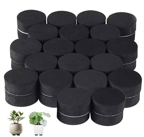 Noenaeni 40PCS Pot Feet for Outdoor Plant Pots Pot-mate Invisible Plant Pot Feet with Strong Self Adhesive Pads Round Black Rubber Plant Pot Feet for Indoor and Outdoor Plant Pots and Furniture