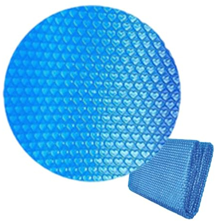 Pellicola solare per piscina rotonda | Telo solare in PE pluriball blu isolamento termico riduce l'evaporazione del 95% protezione dalla polvere per piscine private, facile da tagliare, resistente al