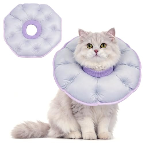 Threedokke Collar Isabelino Gatos,Protección contra el Lamido Postoperatorio para Gatos y Cachorros, Collar Isabelino Suave e Impermeable Perro PequeñO Que Protege el Cuello (Lila S)