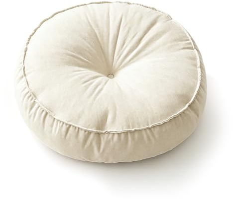 Cuscino per seduta rotondo, impermeabile e resistente alle intemperie, per interni ed esterni, 10 cm di altezza e 45 cm di diametro, ideale per casa, giardino e uso sul pavimento (crema)