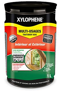 XYLOPHENE - Traitement Multi-usages Intérieur & Extérieur - Pour les Zones Difficiles d'Accès - Élimine Insectes et Termites - Formule renforcée en fongicide - Séchage rapide - 1L - Incolore