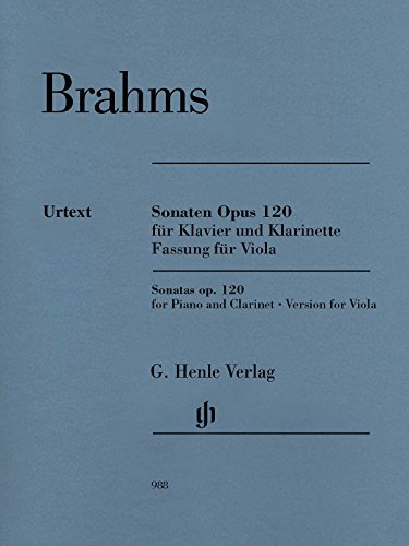 Sonaten Opus 120 für Klavier und Klarinette: Fassung für Viola: Besetzung: Viola und Klavier (G. Henle Urtext-Ausgabe)
