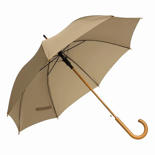 Preiswert&Gut Holzstockschirm Beige Regenschirm Durchmesser 103cm Stockschirm geeignet als Damenschirm oder Herrenschirm