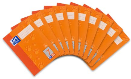Oxford Skolbok A5, linjerat 7, 32 ark, orange med tassar, 10 stycken