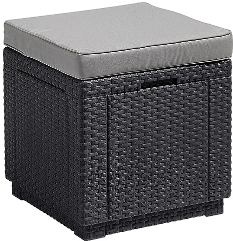 Allibert Garten Hocker Cube mit Kissen, Grau