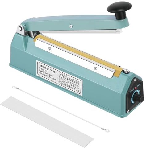 Flexzion Impulse Sealer for Plastic Bags, 8 Inch, 300W, Adjustable Timer