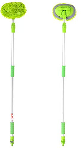 Autowaschbürste Durchlauf Teleskop Waschbürste 2,5M LKW Waschbürste + Wasserstop Gartenanschluss an der Teleskopstange auch als Waschhandschuh verwendbar