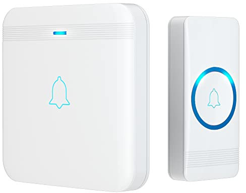 AVANTEK 400M de Portée Sonnettes sans Fil Kit de Carillon Étanche avec 1 Récepteur Enfichables, 52 Mélodies, 720p, Blanc