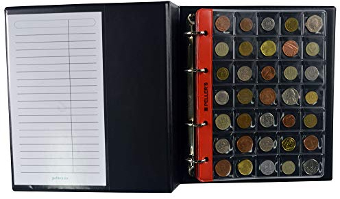 PELLER'S Sammelalbum für 275 Münzen: 5+5 Münzhüllen, Für 175 Münzen bis zu Ø 23mm und Für 100 Münzen bis zu Ø 31mm. Münzalbum M. (Modell M)