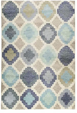 Esprit Home I Handweb Kurzflor Teppich/Läufer aus Wolle für Wohnzimmer, Flur, Schlafzimmer I Nilas Haute Kelim ESP-6011-04 | Blau Türkis Taupe Beige | (130 x 190 cm)