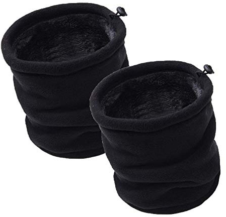 JOGVELO Fleece Neck Warmer 3 in1 Neck Warmer Scarf for Men Women, Winter Fleece Neck Gaiter & Ski Tube Scarf for Men & Women, Black*2