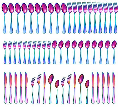 Rainbow Besteck-Set, 60-teilig, inkl. Messer, Gabel, Löffel, hochglanzpoliert, spülmaschinenfest
